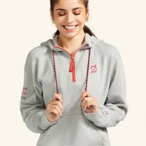 Peloton TWGF Relaxed 1/2 Hoodie Gray Work Out Athleisure Womens L